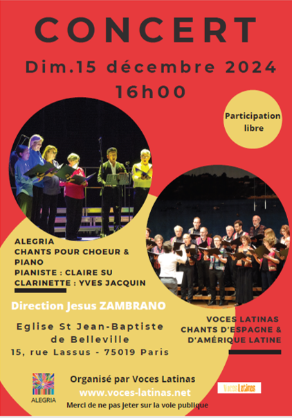 Concert VOCES LATINAS du dimanche 15 décembre 2024